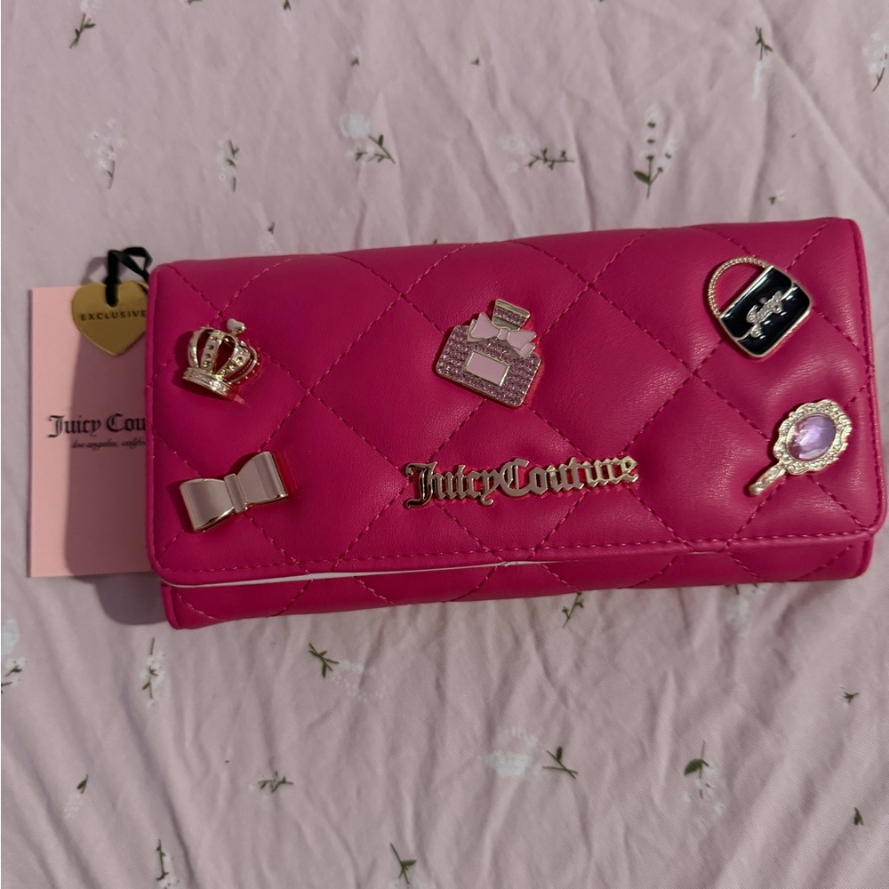 Juicy Couture Fuchsia Quilted Wallet with Charms